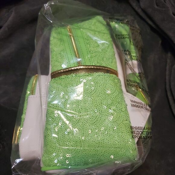 loungefly Peter Pan Tinkerbell Mont Green Sequin Mini Backpack - Picture 3 of 5